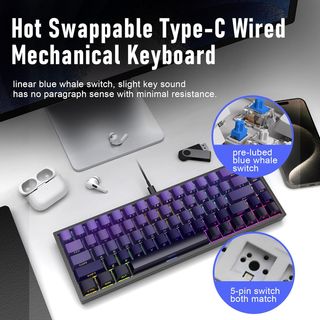 Teclado Mecánico Multifuncional Morado