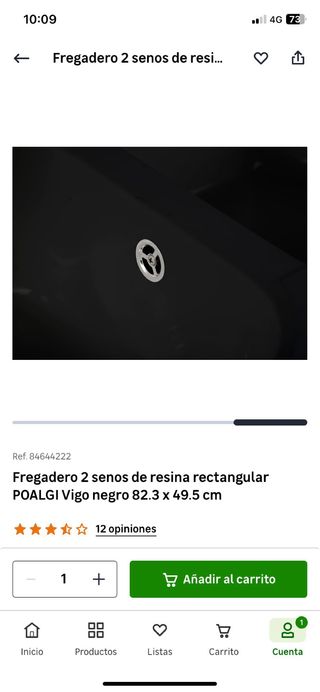 Fregadero doble Poalgi negro piedra