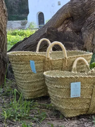 Grande lotto di legna in stile boho in fibra di esparto naturale