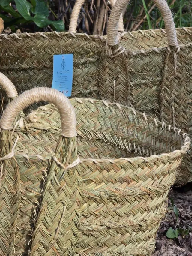 Lote de Lenheiros de Esparto Natural Boho