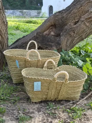 Grande lotto di legna in stile boho in fibra di esparto naturale