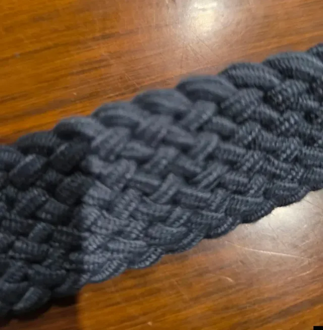 Cinturón azul tela y cuero