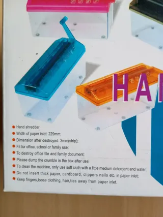 Trituradora de papel manual rosa