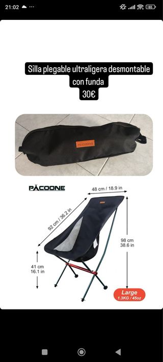 Silla Plegable Ultraligera Pacoone