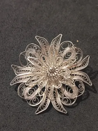 Broche de Plata Filigrana Flor
