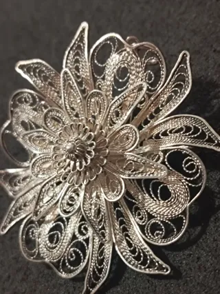 Broche de Plata Filigrana Flor