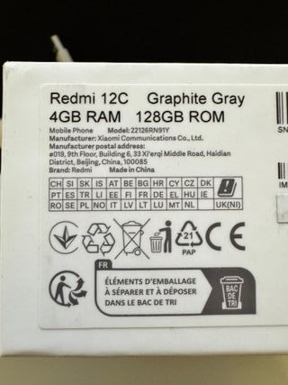 Xiaomi Redmi 12C 128GB Gris Nuevo