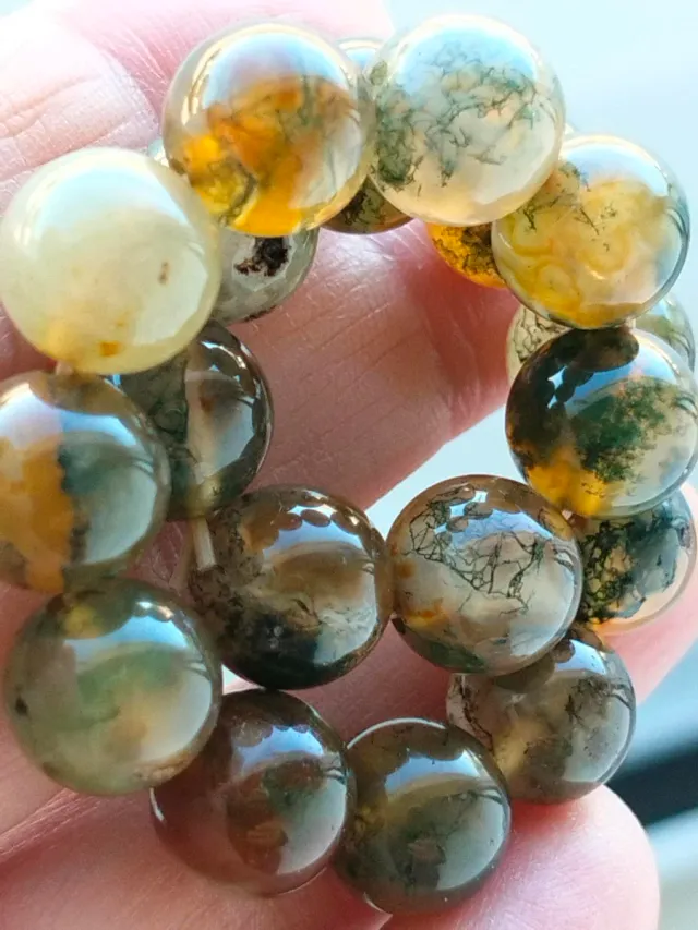 Pulsera elástica Ágata Musgo