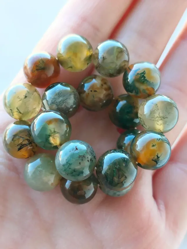 Pulsera elástica Ágata Musgo