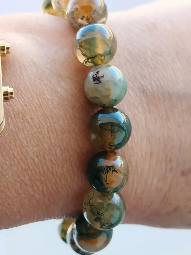 Pulsera elástica Ágata Musgo