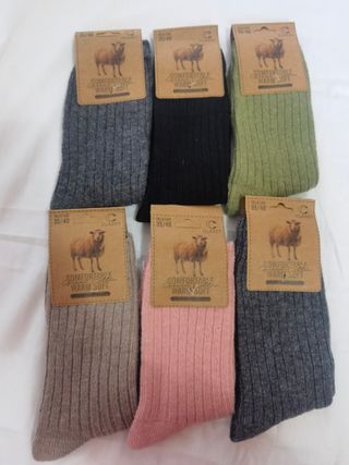 6 Pares Calcetines Lana Mujer Talla 35-40