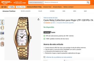 Reloj Casio Mujer Collection Vintage Dorado