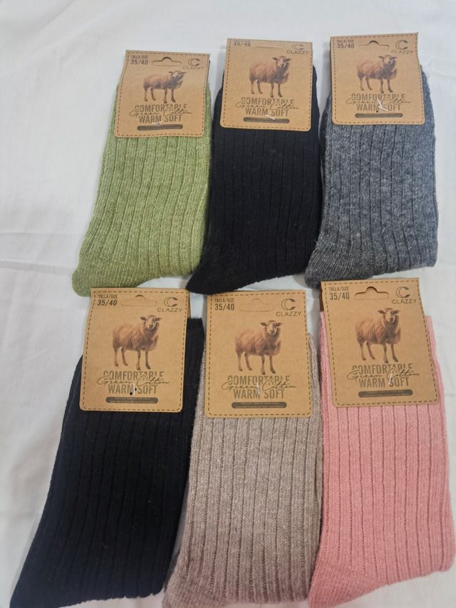 6 Pares Calcetines Lana Mujer Talla 35-40