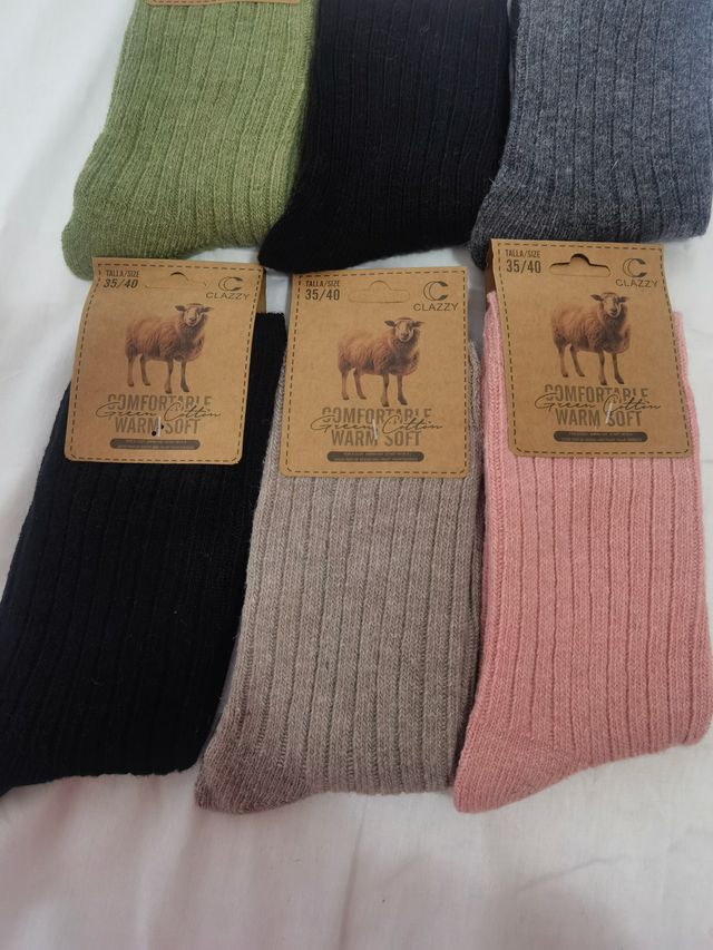 6 Pares Calcetines Lana Mujer Talla 35-40