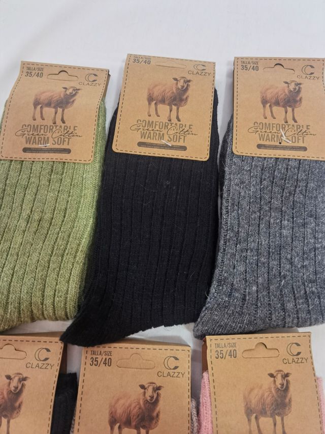 6 Pares Calcetines Lana Mujer Talla 35-40