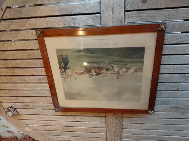 Cuadro antiguo carrera caballos