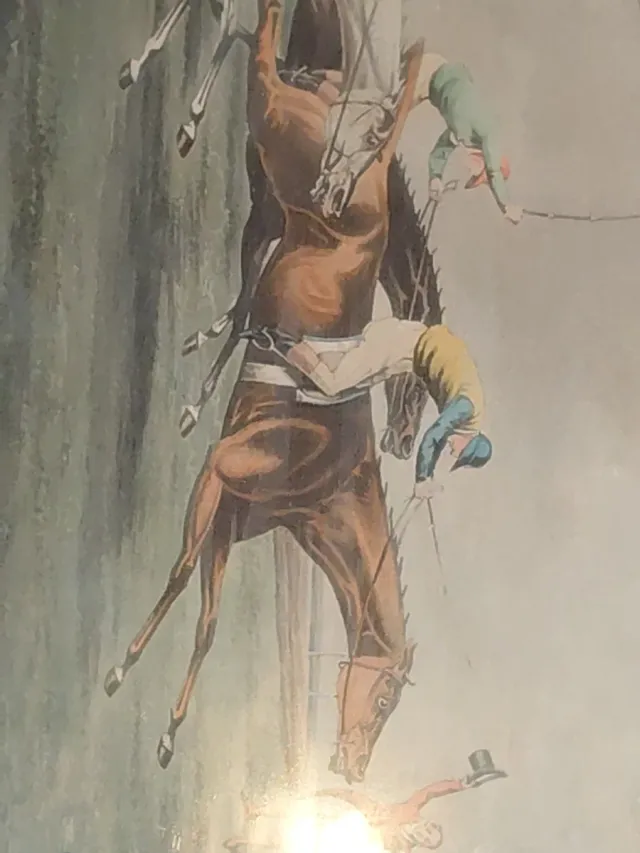 Cuadro antiguo carrera caballos