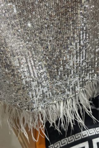 Camiseta fiesta lentejuelas plateadas