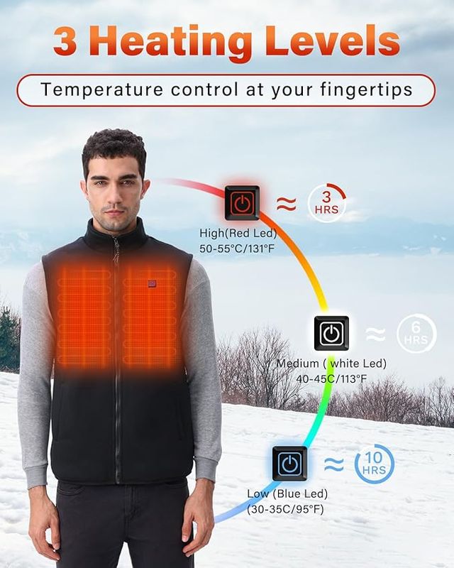 Chaleco Calefactable Negro 3 Niveles