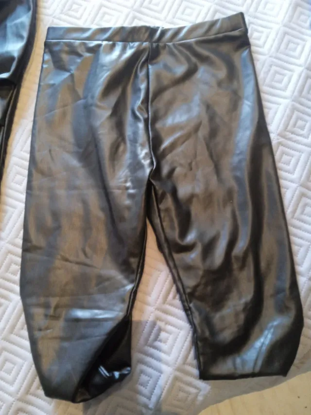 Pantalones niña polipiel negros