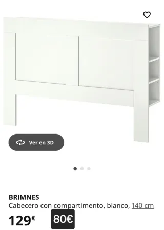 BRIMNES Cabecero con compartimento blanco 140 cm