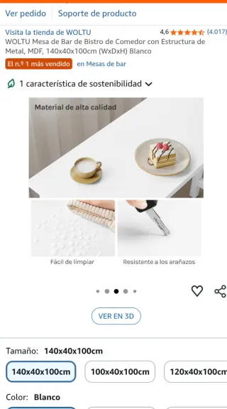 Mesa alta blanca comedor o bar