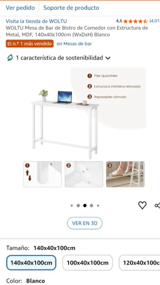 Mesa alta blanca comedor o bar