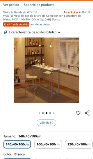 Mesa alta blanca comedor o bar