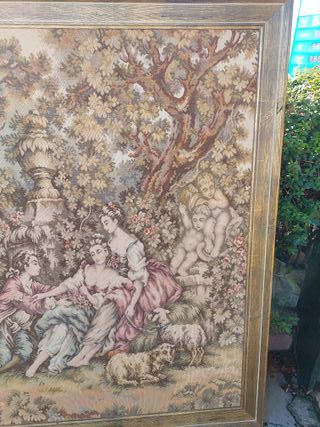 Tapiz antiguo francés escena bucólica