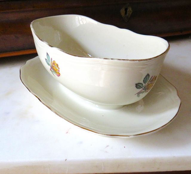 Salsiera vintage Richard Ginori rosa gialla