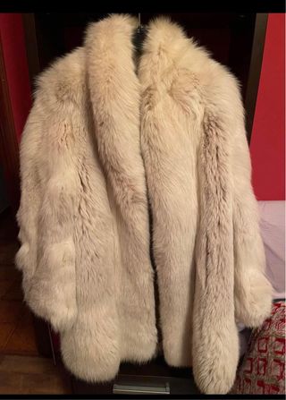 Giaccone pelliccia beige/bianco