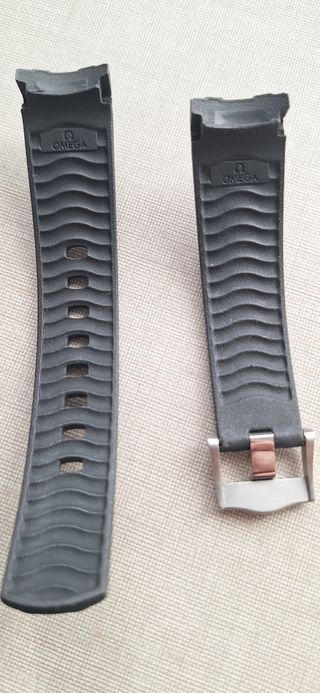 Correa caucho OMEGA Seamaster Negra y Plata