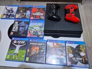 PS4 Slim 1TB Negra + 9 Juegos + 2 Mandos