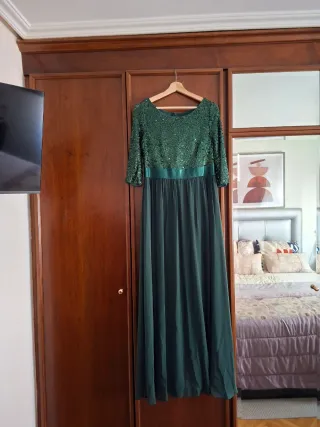 Vestido de fiesta verde lentejuelas