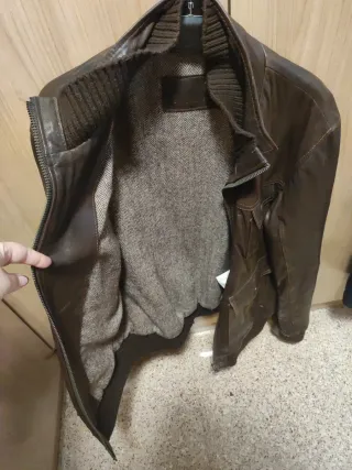 Chaqueta de piel Armand Basi Marrón
