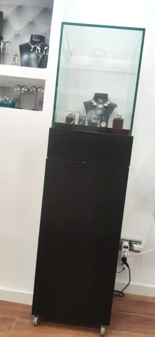 Vitrina expositora cristal y madera