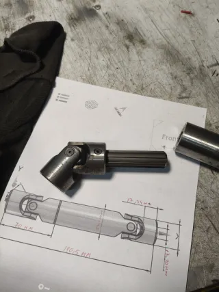 Eje cardán con cojinete de fricción telescopicas