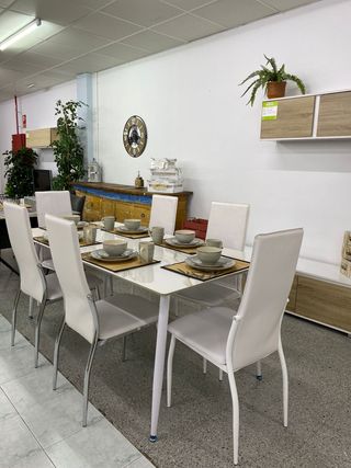 Mesa de cristal blanca - hacemos envios