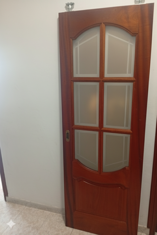 Puerta corredera madera con cristal