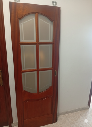 Puerta corredera madera con cristal