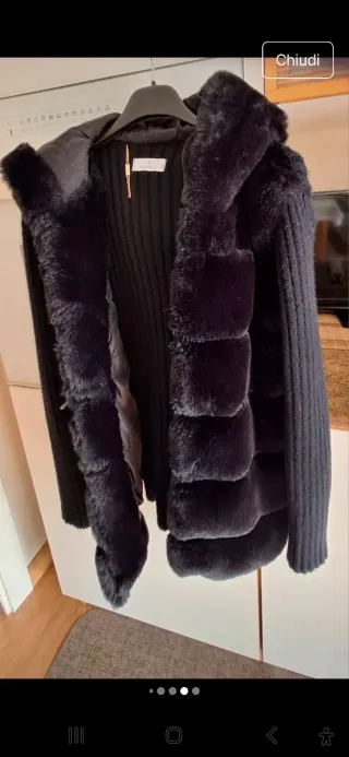 Pellicciotto donna con cappuccio taglia S