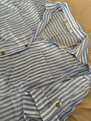 Camisa Zara Rayas Azul y Blanco