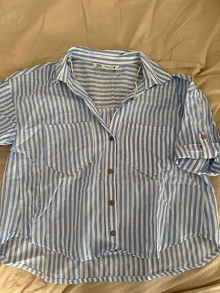 Camisa Zara Rayas Azul y Blanco
