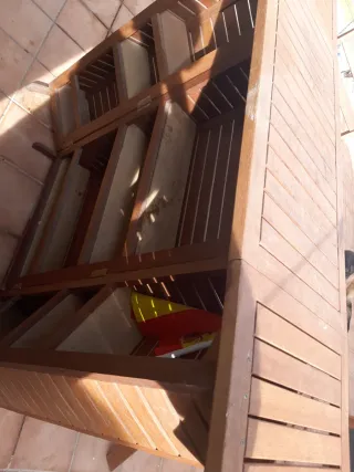 Barra bar madera plegable + 2 sillas