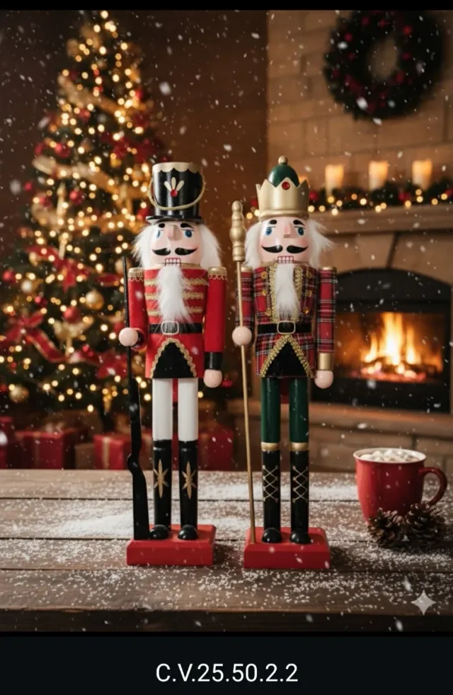 2 Quebra-Nozes Natalinos de Madeira 50cm