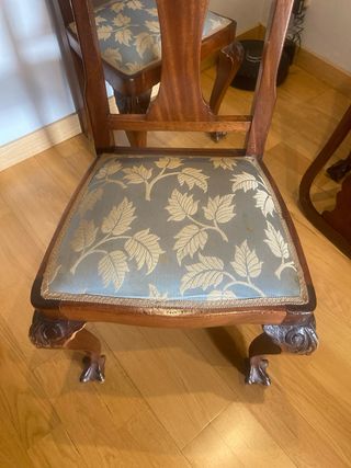 6 Sedie Chippendale in Legno con Rivestimento