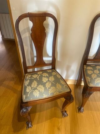 6 Sedie Chippendale in Legno con Rivestimento