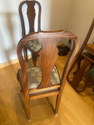 6 Sedie Chippendale in Legno con Rivestimento