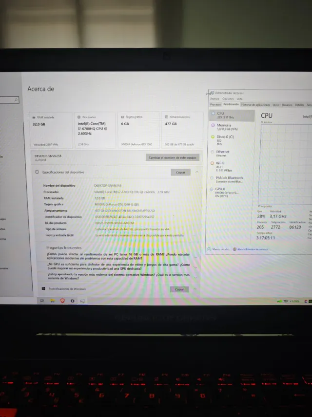 Portátil Asus ROG Negro/Naranja