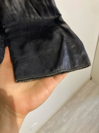 Giacca Blazer Vera Pelle Vintage Blu/nero